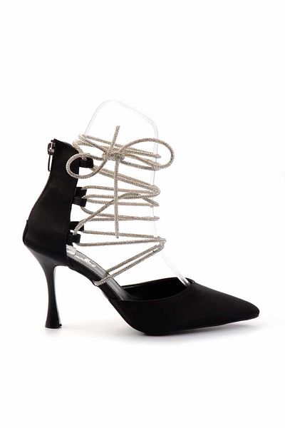 Bambi Damen-Abendschuhe aus schwarzem Satin K 01687230738