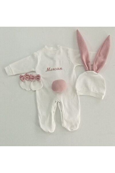 moms and babies İsimli Tavşan Tulum Bebek Tulum Yenidoğan Hediyesi