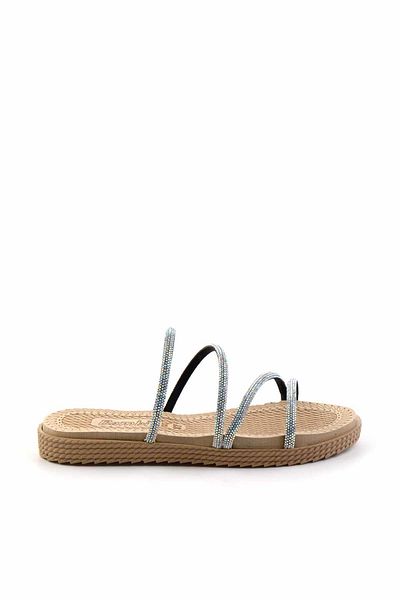 Bambi Stone Detailed Lame Women's Slippers - K04956220587