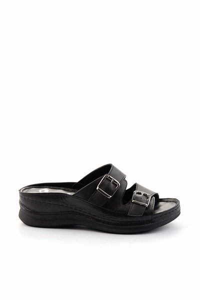 Bambi Black Leather Women's Slippers K04272005003