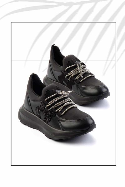 Bambi Schwarz Schwarz Stretch Damen Sneaker K 01212555517