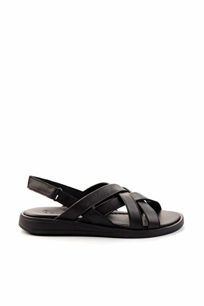 Bambi Black Leather Women's Sandals K05906131603