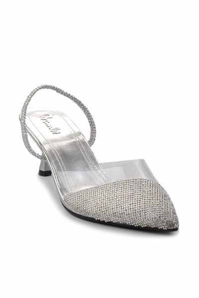 Bambi Γυναικεία κλασικά παπούτσια με τακούνι Silver Stone K 01026200387