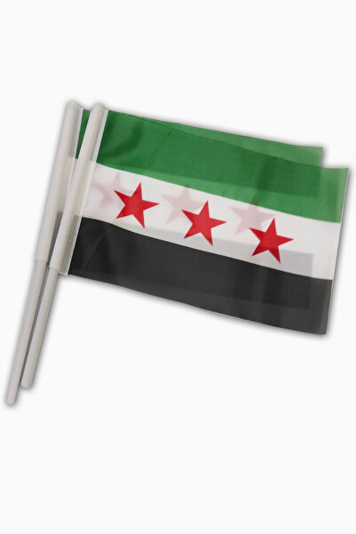 Pencere Bayrak 2'lİ  20x30 cm Özgür Suriye Bayrağı (Free Syria) Plastik Sopalı