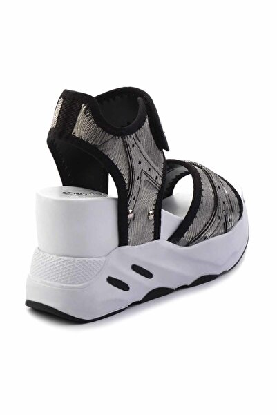 Bambi Platinum Colored Striped Women's Sandals - K05026200109