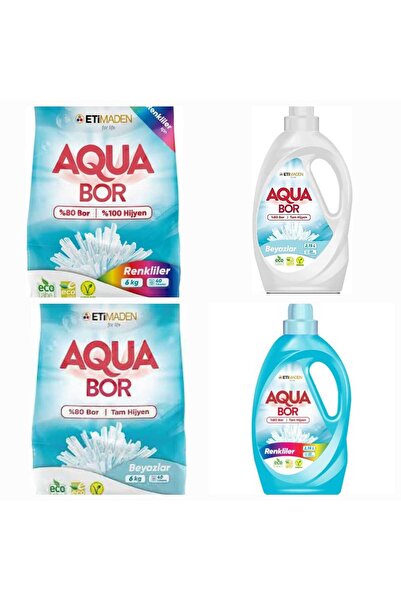 Boron AQUABOR ÇAMAŞIR DETERJANI TOZ VE SIVI BEYAZLAR İÇİN 73 YIKAMA+ RENKLİLE...
