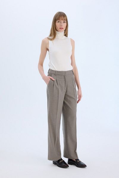 DeFacto Wide Leg Winter Pants High Waist Wide Straight Leg Flannel with Collet E6115Ax24Wn