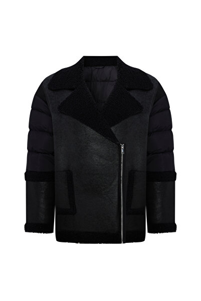 Mudo Inflatable Coat Jacket with Leather Look Front