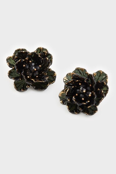 DeFacto Női fekete virágos részletes fülbevaló E3033AXNS