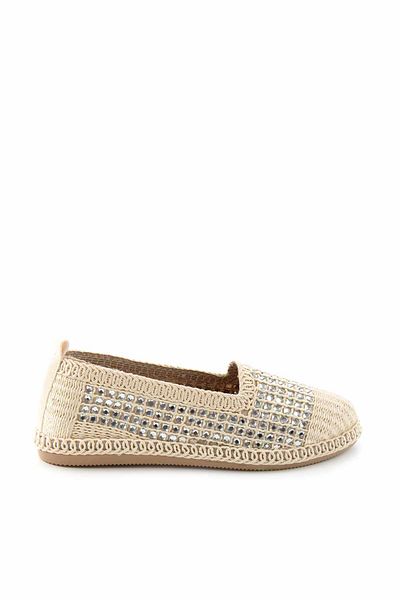 Bambi Weiße gestrickte Ballerinas für Damen – Skin K 01823012516