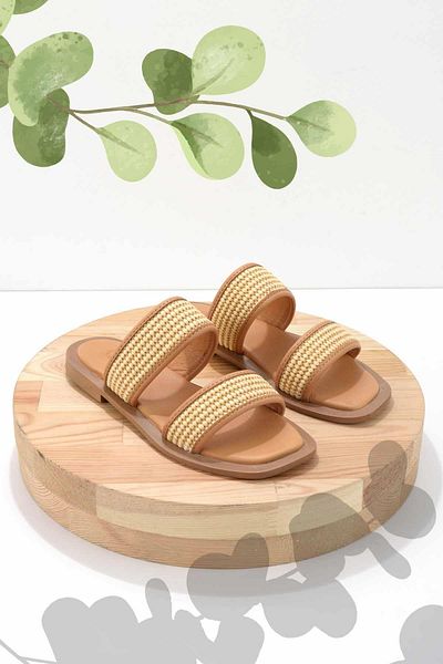 Bambi Papuci de damă Beige Tan Straw K 04862500228