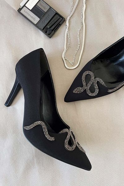 Bambi Matte Black Women's Classic Heeled Shoes K01666130938