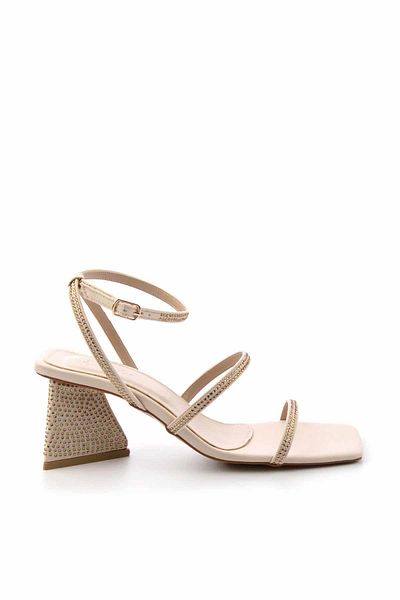 Bambi Klassische Damenschuhe mit Absatz aus mattem Beige-Satin K 05317051538