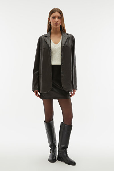 Mudo Leather Look Blazer Jacket