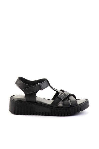 Bambi Black Genuine Leather Women's Sandals K 05763091803