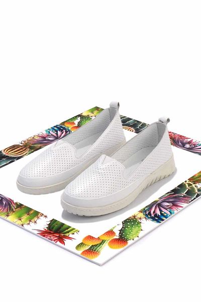 Bambi Weiße Damen-Ballerinas aus echtem Leder K 01331055603