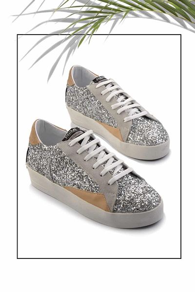 Bambi Lame Stone Damen-Freizeitschuhe aus echtem Leder K 01102140303