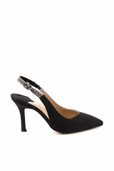Bambi Klassische Damenschuhe mit Absatz aus mattschwarzem Satin K 01209202538