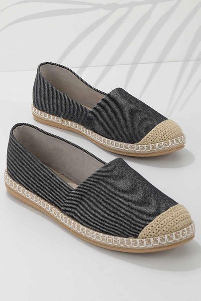 Bambi Schwarze, graue Damen-Espadrille K 01125010018