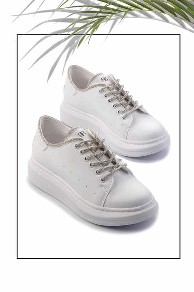 Bambi Weißer Lame Stone Damen-Sneaker K 01449057609