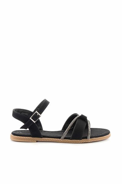 Bambi Black Print Detailed Women's Sandals K05370020110