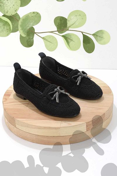 Bambi Schwarz gestrickte Damen-Espadrille K 01823251116