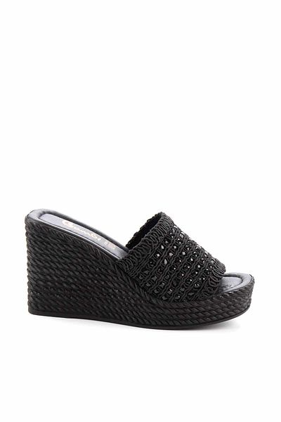 Bambi Black Knitted Women's Slippers K04566771216
