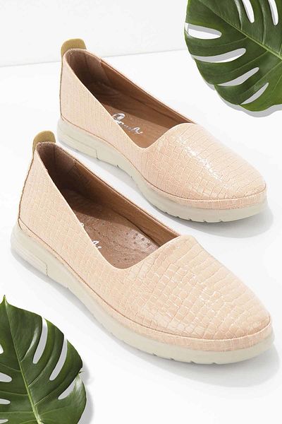 Bambi Beige Krokodil Damen Freizeitschuhe K01763202011