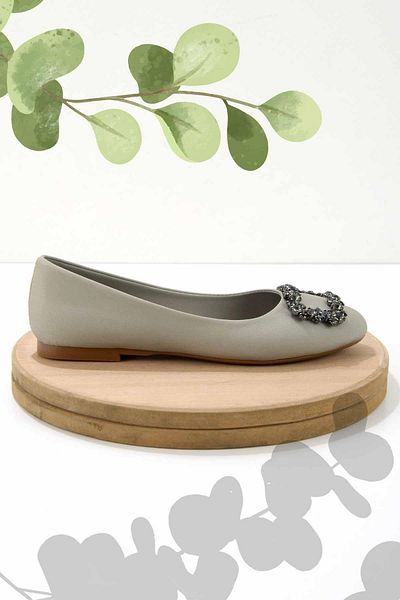 Bambi Matte wassergrüne Satin-Ballerinas für Damen 01641121338