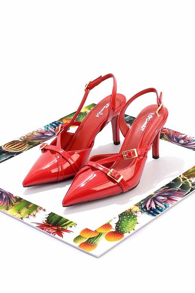Bambi Red Patent Leather Women's Classic Heeled Shoes01455018408