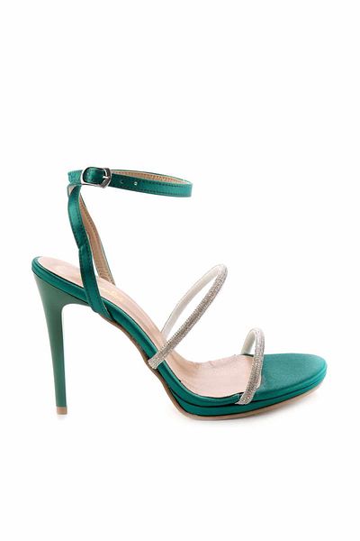 Bambi Grüne Satin-Abendschuhe für Damen K 05527195238