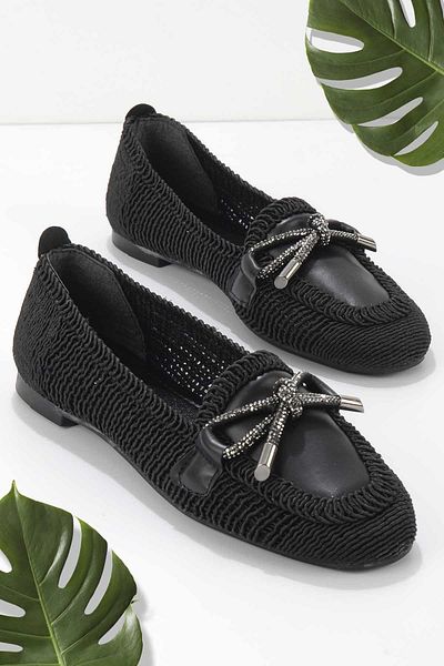 Bambi Black Knitted Women's Espadrille K01879251116