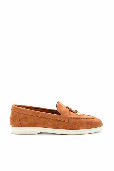 Bambi Damen-Loafer-Schuhe aus braunem Wildleder und echtem Leder K 01274225302