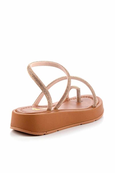 Bambi Tan γνήσιο δέρμα γυναικεία σανδάλια K 05177090803