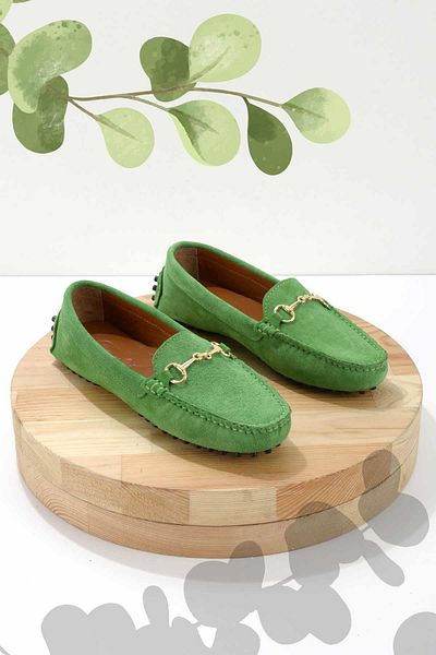 Bambi Damen-Loafer-Schuhe aus echtem Wildleder in Grün K 01274225002