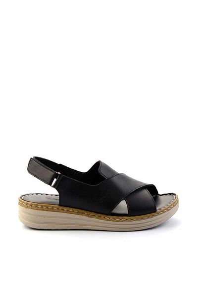 Bambi Black Genuine Leather Women's Sandals K05281203003