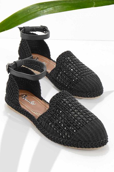 Bambi Schwarze gestrickte Damen-Espadrille K 01823170716