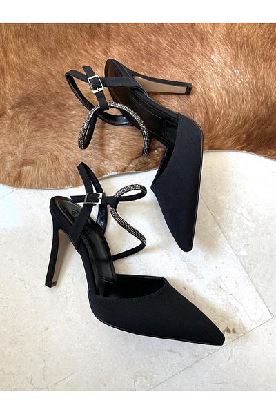 Bambi Damen-Abendschuhe aus mattschwarzem Satin K 01231105238