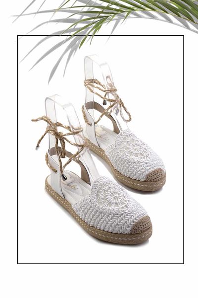 Bambi Weiße gestrickte Damen-Espadrille K 01117011116