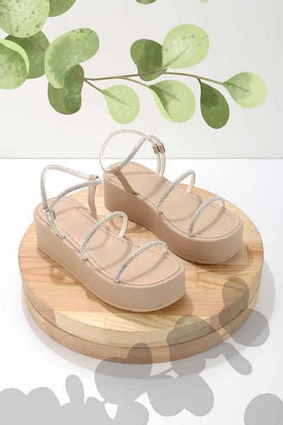 Bambi Nude Lame Stone Damen Sandalen K 05197100809