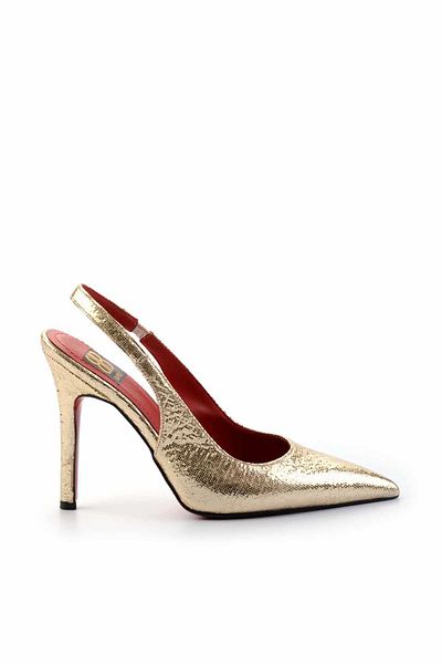 Bambi Gold Wrinkled Fabric Women's Classic Heeled Shoes K01455018204