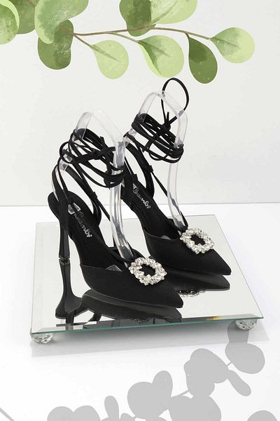 Bambi Damen-Abendschuhe aus mattschwarzem Satin K 01211771238