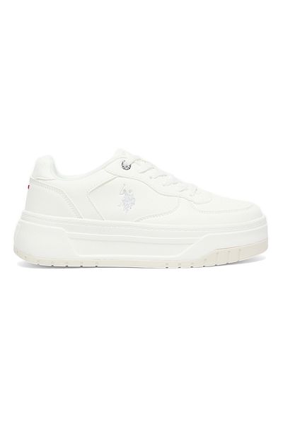 U.S. Polo Assn. Women's White Low-Top Sneakers - Chunky Outsole With Foam Padding, Minimalist Lace-Up Design