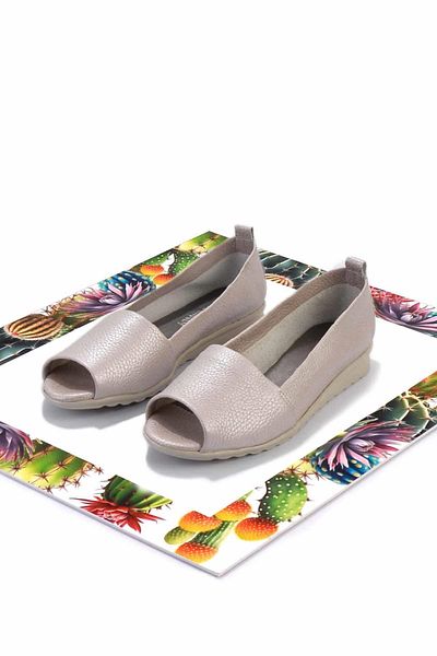 Bambi Matowe espadryle damskie z prawdziwej skóry Mink 01582664003