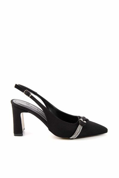 Bambi Klassische Damenschuhe mit Absatz aus mattschwarzem Satin K 01209511638
