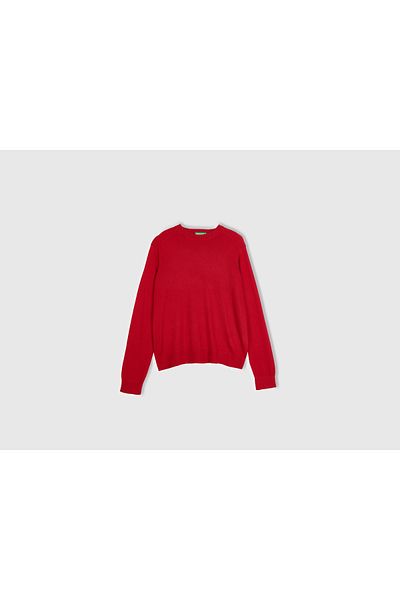 United Colors of Benetton Women's Red Cashmere Blended Thin Sweater