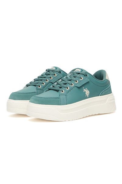 U.S. Polo Assn. Pantofi sport cu platformă, culoarea mentă, pentru femei - Design casual cu șireturi, cu talpă căptușită confortabilă și vârf jos.