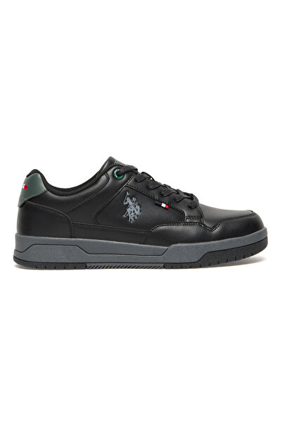 U.S. Polo Assn. Men's Black Low-Top Casual Sneakers - Lace-Up Design with Com...