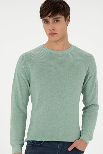 U.S. Polo Assn. Men's Light Blue Melange Basic Sweater 50298267-Vr112