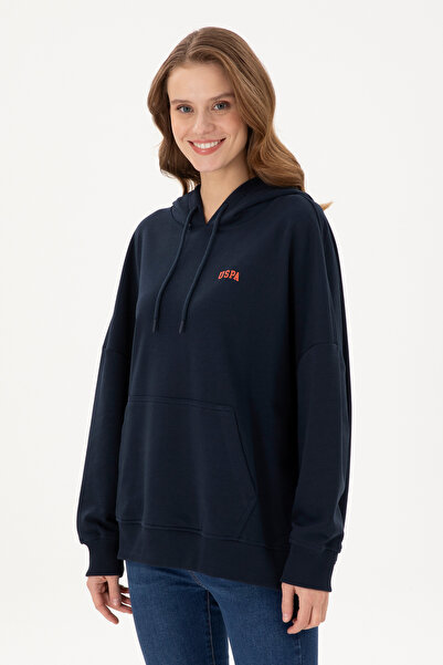 U.S. Polo Assn. Kadın Lacivert Kapüşonlu Basic Sweatshirt 50297324-VR033